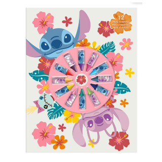 Libreta con 12 Mini Crayones de Stitch - Creatividad Disney | Globos al Aire Tenerife