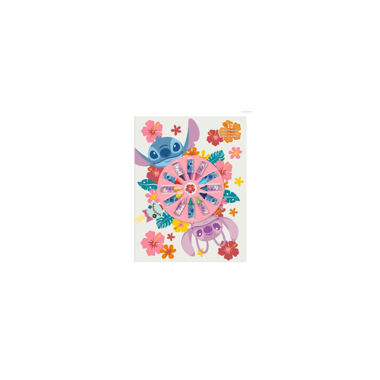 Libreta con 12 Mini Crayones de Stitch - Creatividad Disney | Globos al Aire Tenerife