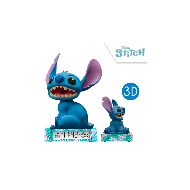 Lámpara 3D Stitch con Despertador y Fecha - Luz LED Disney | Globos al Aire Tenerife
