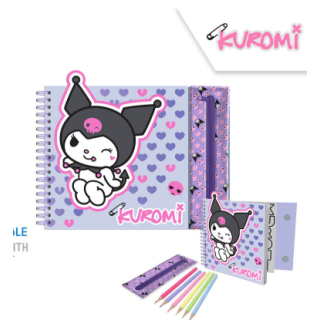Cuaderno de Actividades con Estuche Kuromi - Papelería Sanrio | Globos al Aire Tenerife