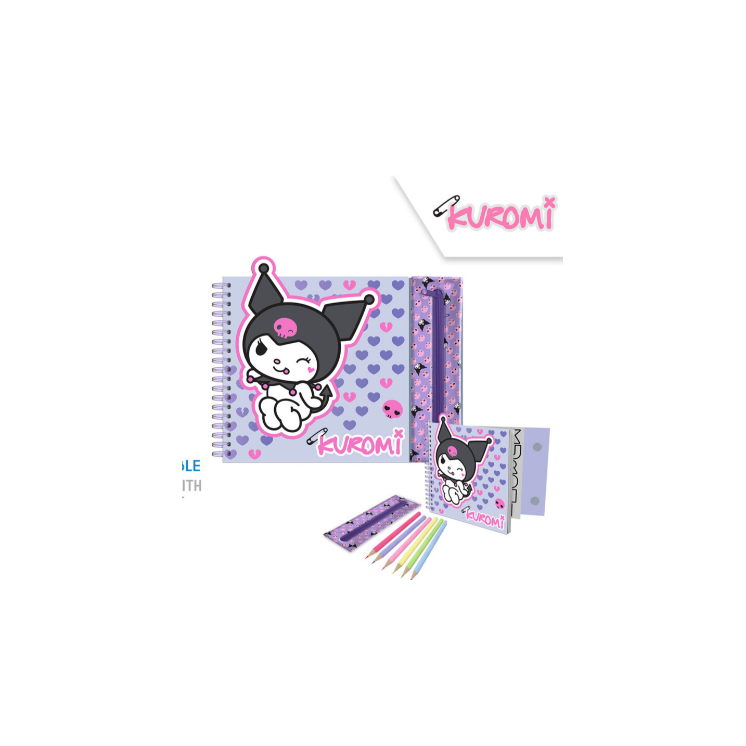 Cuaderno de Actividades con Estuche Kuromi - Papelería Sanrio | Globos al Aire Tenerife