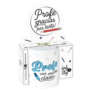 Taza Profe con Mucha Clase 330ml - Regalo para Profesores | Globos al Aire Tenerife