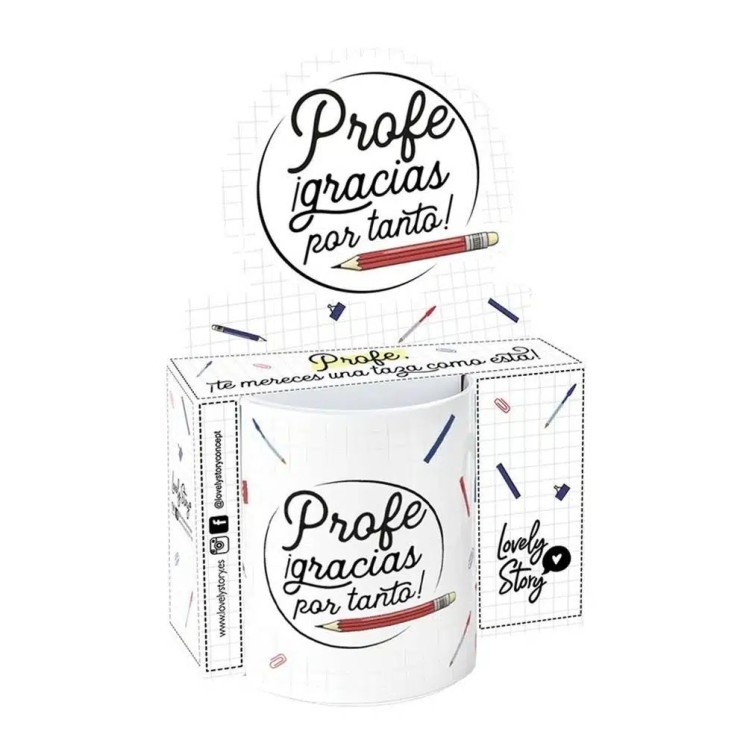 Taza Profe Gracias por Tanto 330ml - Regalo Agradecimiento | Globos al Aire Tenerife