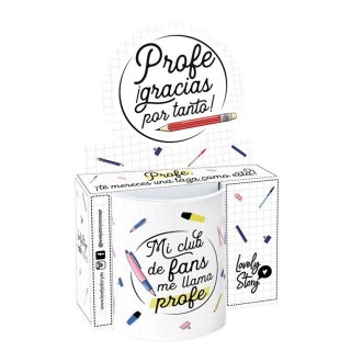 Taza 330ml Mi Club de Fans Me Llama Profe - Regalo Divertido | Globos al Aire Tenerife