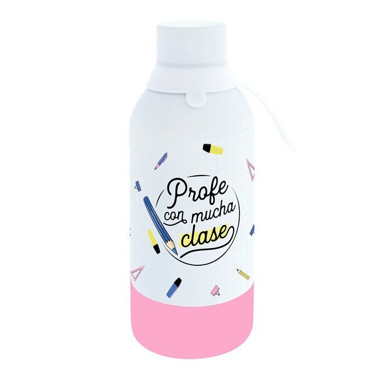 Botella Térmica 500ml Profe con Mucha Clase - Regalo Docente | Globos al Aire Tenerife