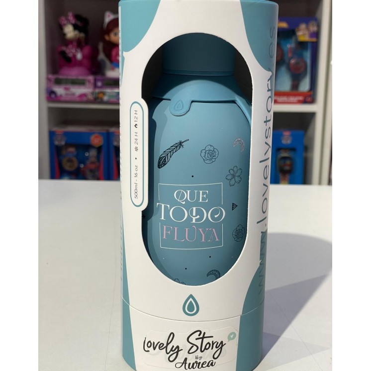 Botella Térmica 500ml Que Todo Fluya - Azul Petrol | Globos al Aire Tenerife