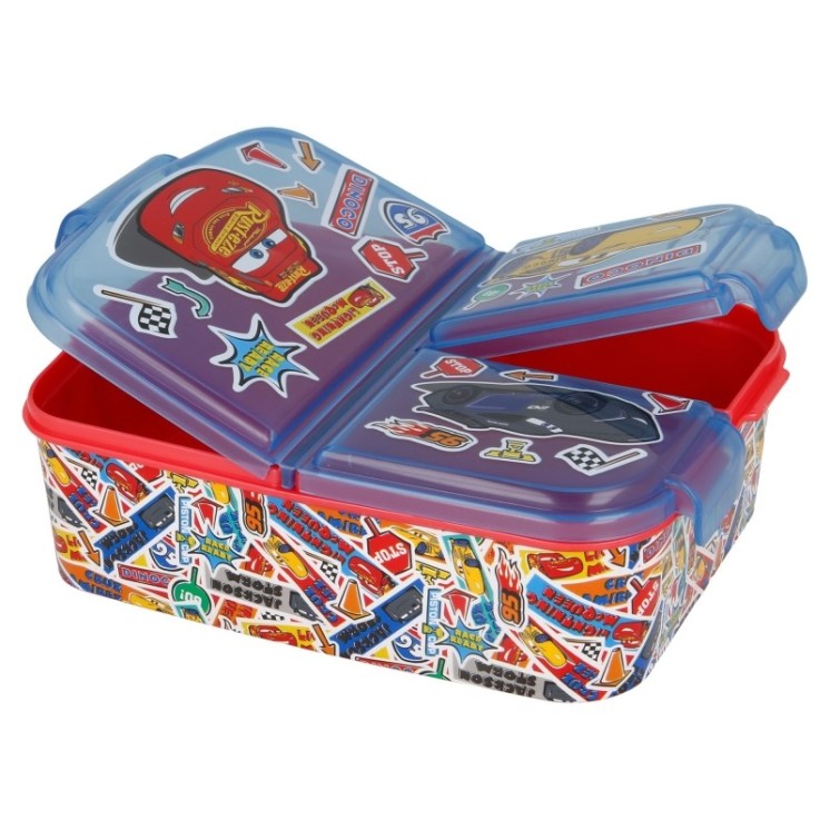 Sandwichera Múltiple Cars Stickers | Compartimentos para niños