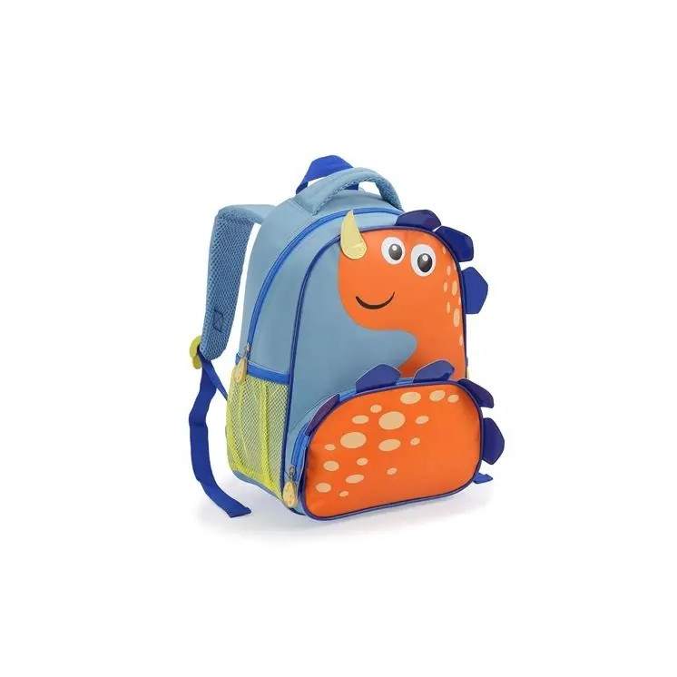 Mochila infantil Dinossauro azul/laranja 13" | Mochila divertida para niños