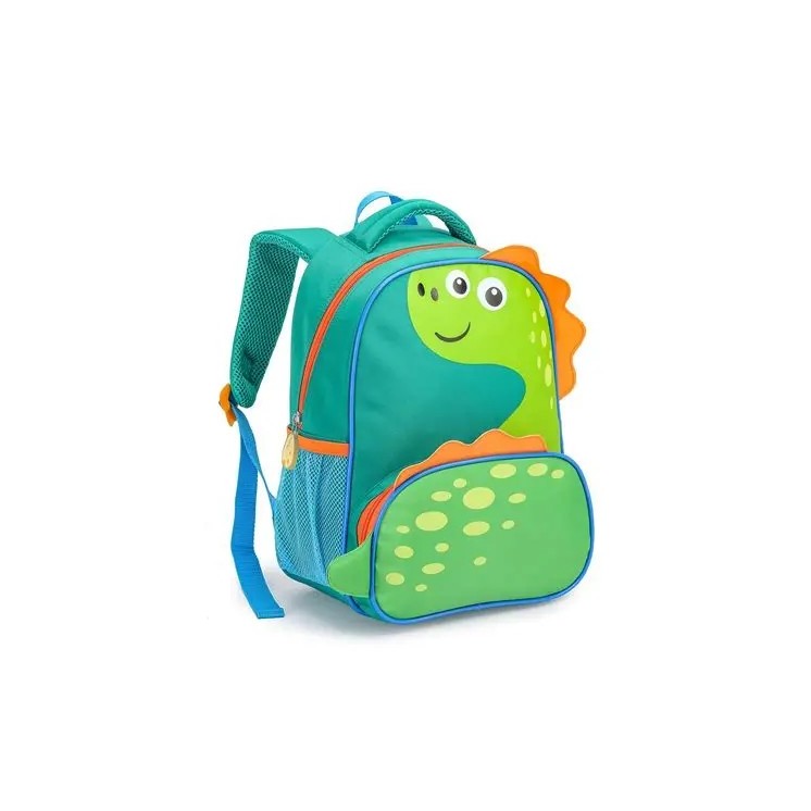 Mochila infantil Dinossauro verde/laranja 13" | Mochila divertida para niños