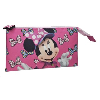 Portatodo triple Minnie lacitos | Estuche escolar con 3 compartimentos
