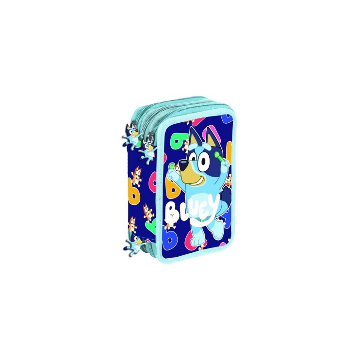 Plumier 3 cremalleras Bluey Miniplay | Estuche escolar triple