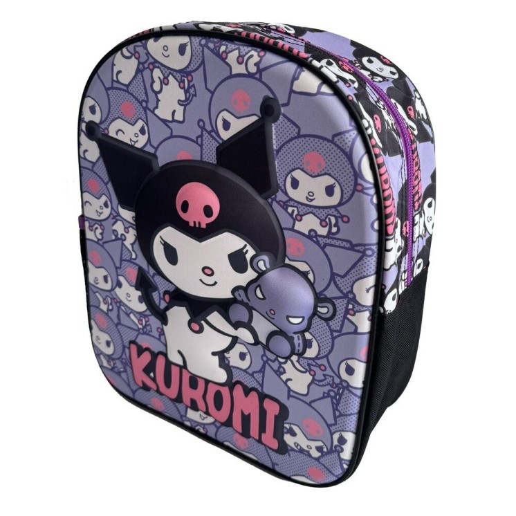 Mochila mediana 3D Kuromi | Mochila escolar con relieve
