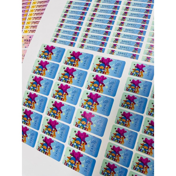 Etiquetas adhesivas escolares personalizadas – 56 pequeñas para lápices y 25 medianas para libros y libretas