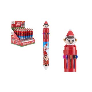 Bolígrafo 10 Colores Elfo Travieso de Navidad | Accesorio Festivo