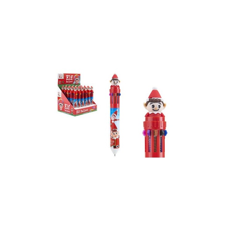 Bolígrafo 10 Colores Elfo Travieso de Navidad | Accesorio Festivo