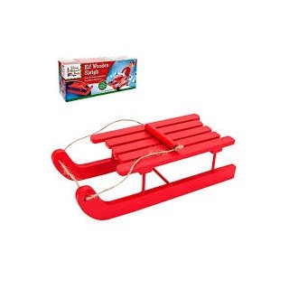 Trineo de Navidad para Elfo | Decoración Navideña de Madera Roja