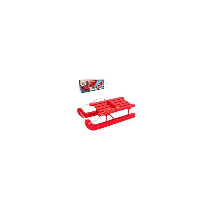 Trineo de Navidad para Elfo | Decoración Navideña de Madera Roja