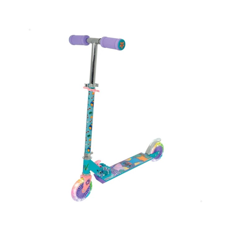 Patinete Plegable Stitch 2 Ruedas con Luces y Freno | Para Niños +5 Años | Globos al Aire