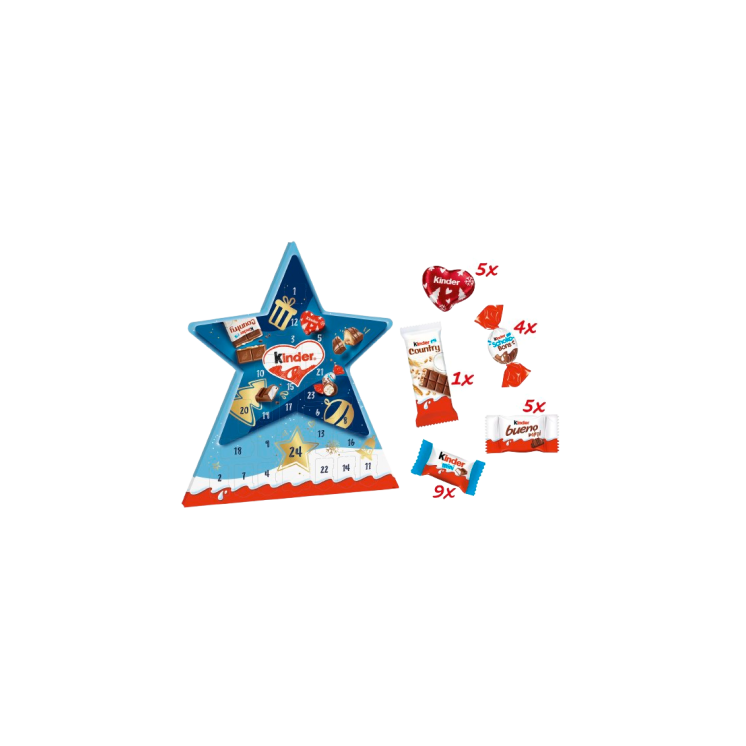 Calendario de Estrella de Kinder | 24 Mini Chocolates | Globos al Aire
