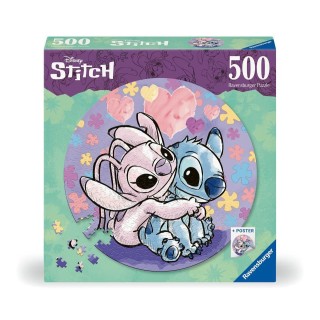 Puzzle Redondo Stitch y Angel | Puzzle de piezas para niños