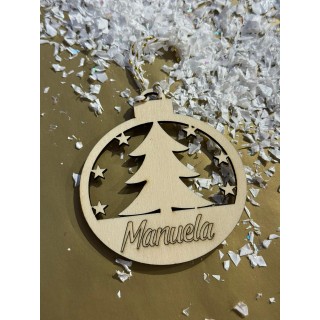 Bola de Madera Personalizada Árbol de Navidad | Regalo y Decoración Única