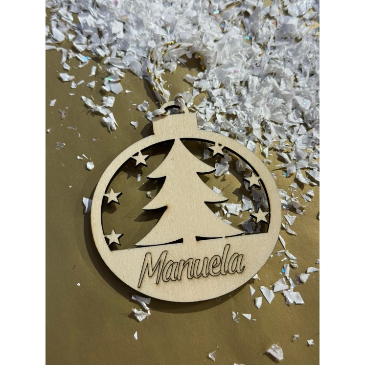 Bola de Madera Personalizada Árbol de Navidad | Regalo y Decoración Única