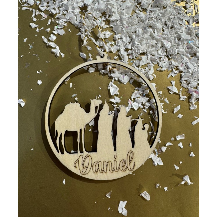 Bola de Madera Personalizada Reyes Magos | Regalo y Decoración Navideña