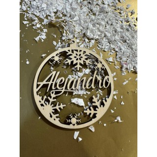 Bola de Madera Personalizada Copos de Nieve | Regalo y Decoración Única