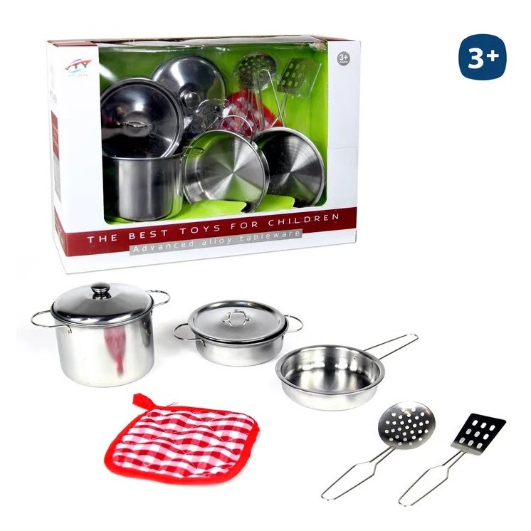 Juego de Menaje 7 Piezas Metal | Cocinita Infantil
