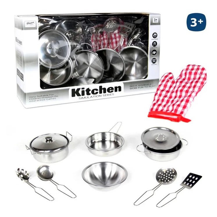 Juego de Menaje 10 Piezas Metal | Cocinita Infantil