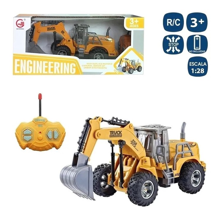 R/C Retro Excavadora 22,5x8,8x10 cm | Vehículo Construcción Infantil