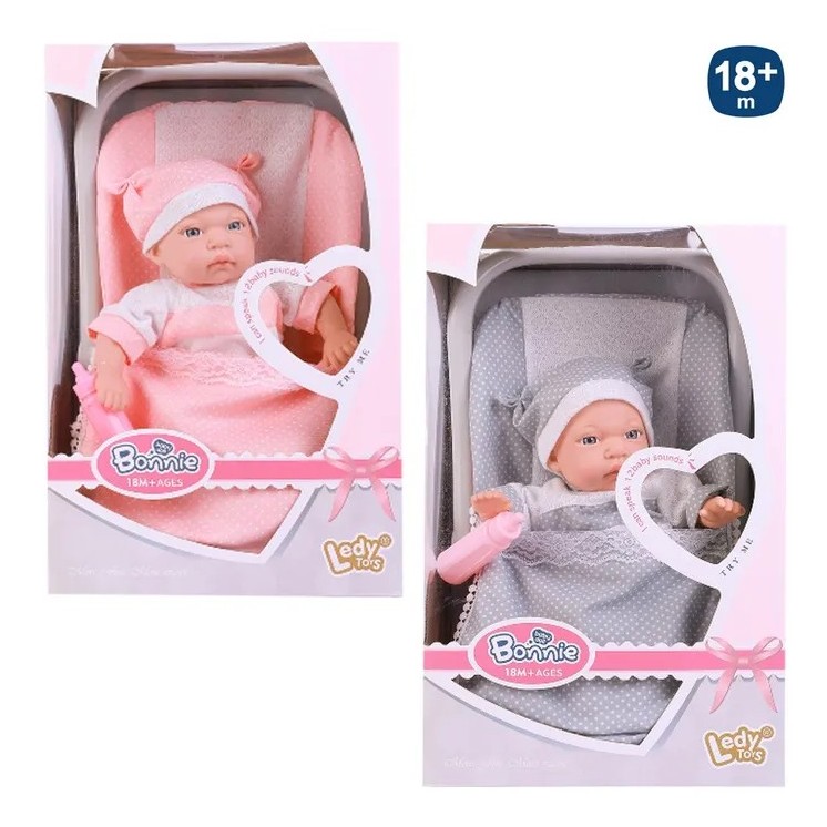 Muñeca Bebé 30 cm 12 Sonidos | Traje de Punto 2 Colores