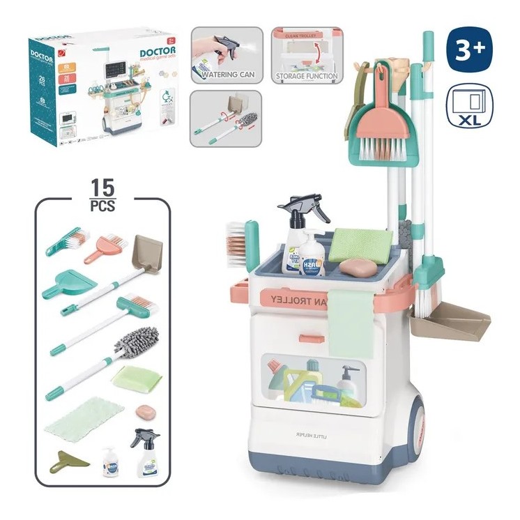 Carro de Limpieza Infantil 33,5x31x71 cm | Juego de Rol Carro de Limpieza Infantil 33,5x31x71 cm | Juego de Rol