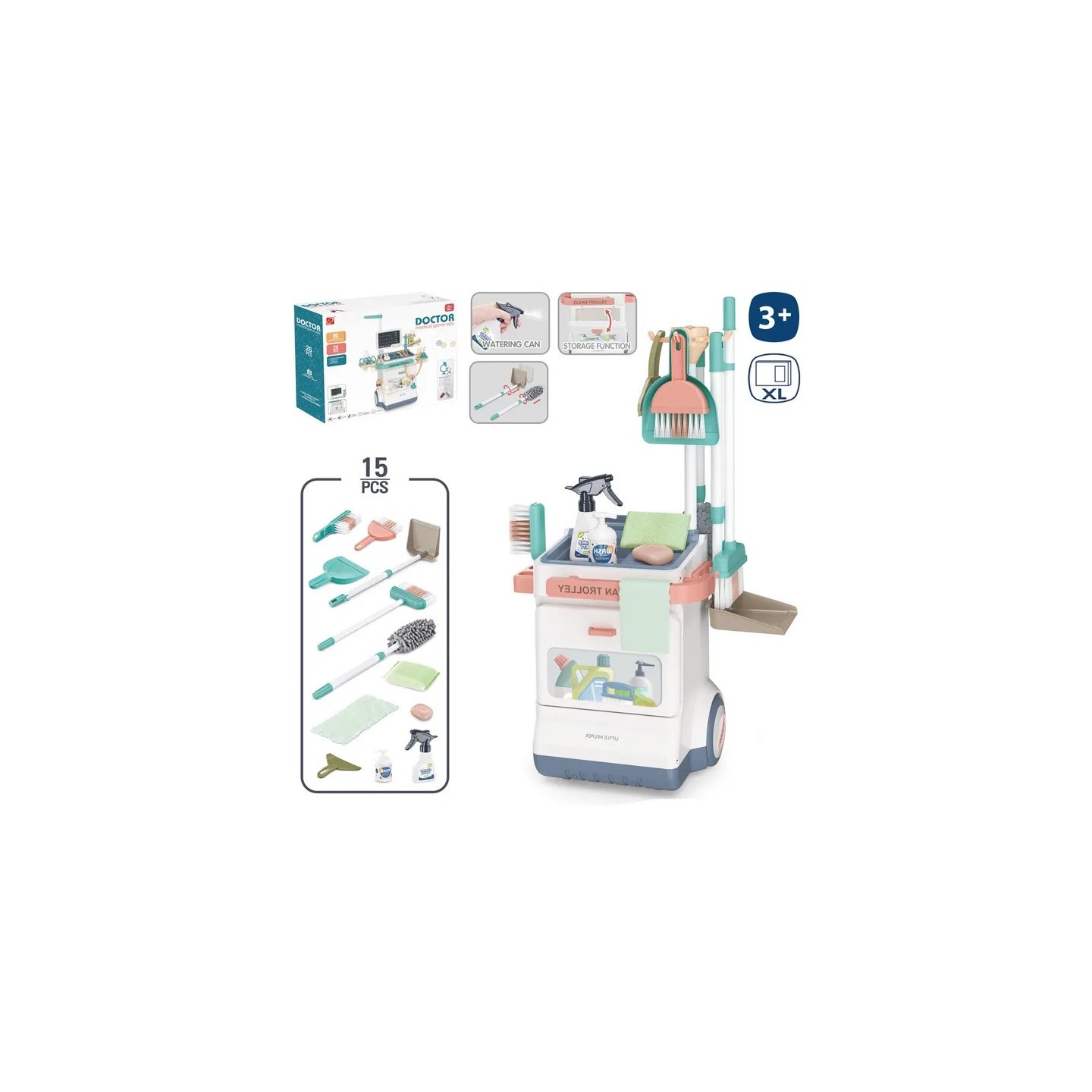 Carro de Limpieza Infantil 33,5x31x71 cm | Juego de Rol Carro de Limpieza Infantil 33,5x31x71 cm | Juego de Rol