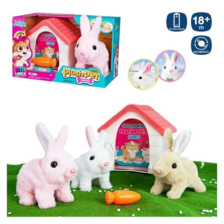 Mascota Conejo Andador 20 cm 3 Colores | Juguete Interactivo Infantil