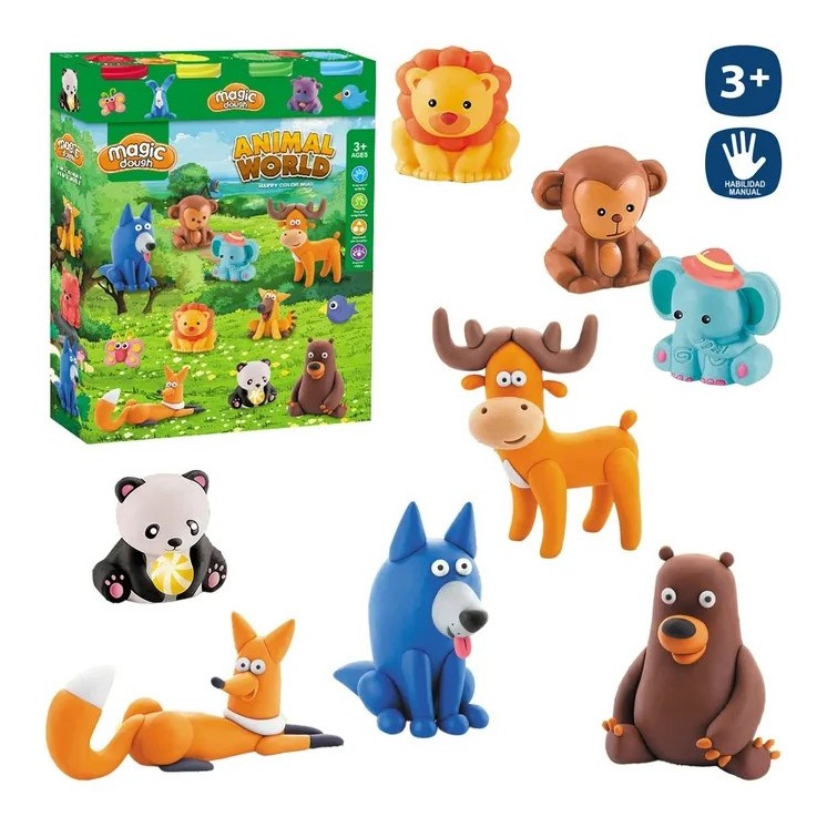 Set 4 Botes Plastilina Animal Selva | Juego Creativo Infantil