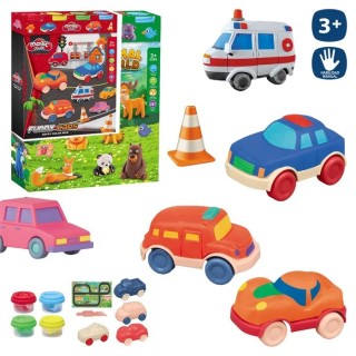 Set 4 Botes Plastilina con Accesorios Coches | Juego Creativo Infantil