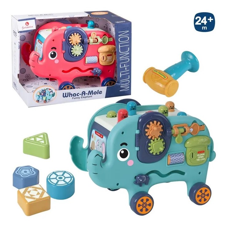 Elefante de Arrastre con Actividades 26x14x17 cm 2 Colores | Juguete Educativo Elefante de Arrastre con Actividades 26x14x17 cm 2 Colores | Juguete Educativo