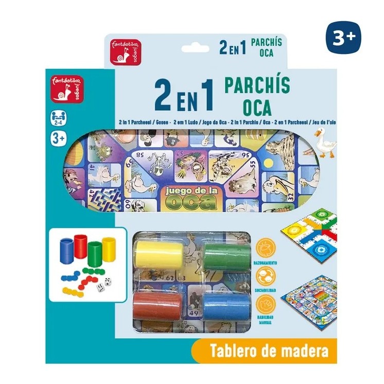 Juego Parchís y Oca de Madera 30x30 cm | Clásico Infantil Juego Parchís y Oca de Madera 30x30 cm | Clásico Infantil