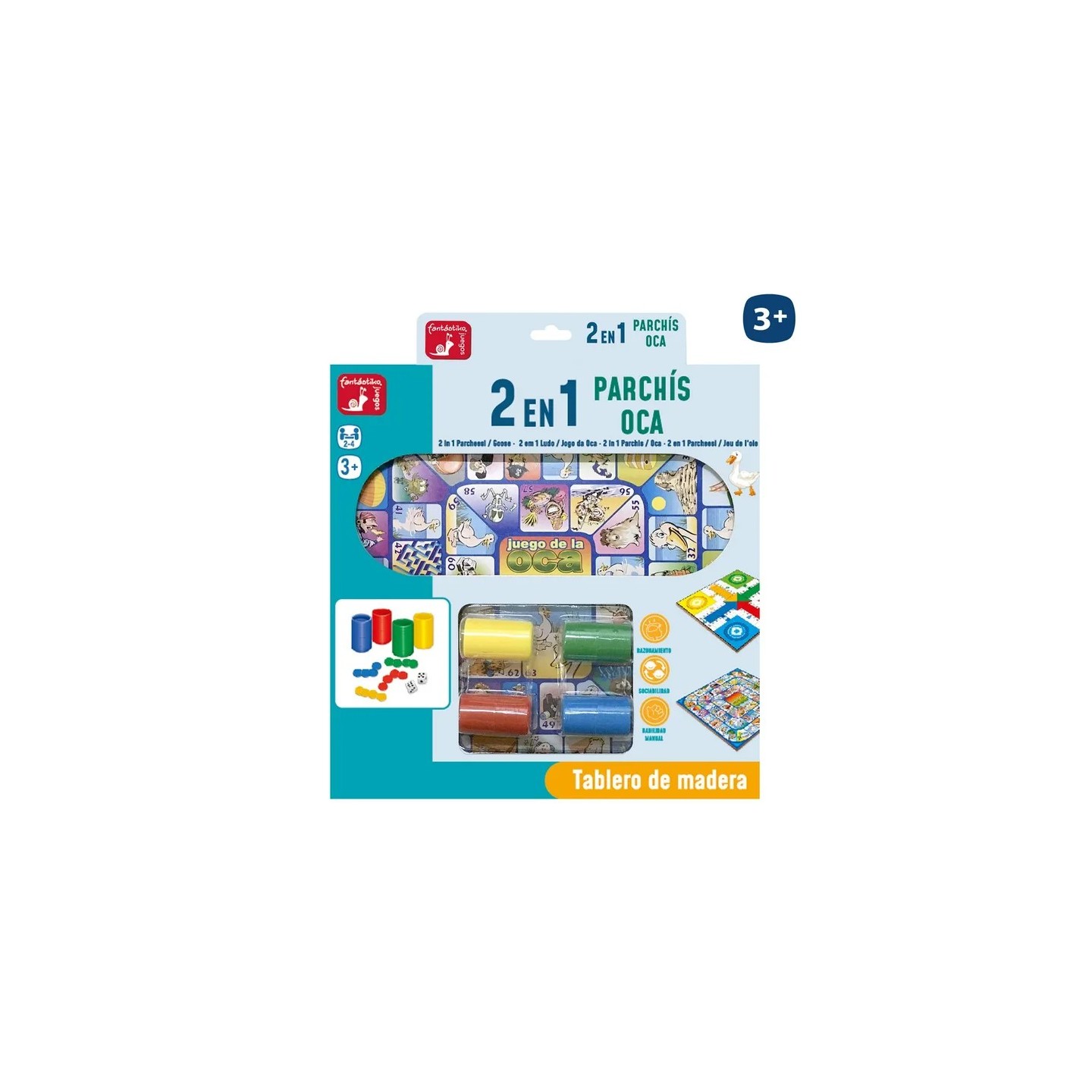 Juego Parchís y Oca de Madera 30x30 cm | Clásico Infantil Juego Parchís y Oca de Madera 30x30 cm | Clásico Infantil