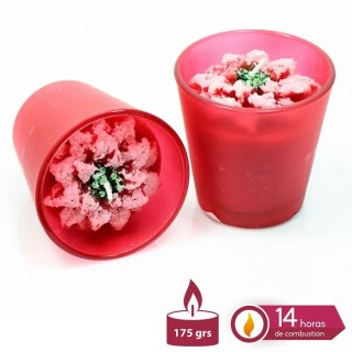 Vela Tarro Cristal Poinsettia Navidad 9x8,3 cm | Decoración Navideña