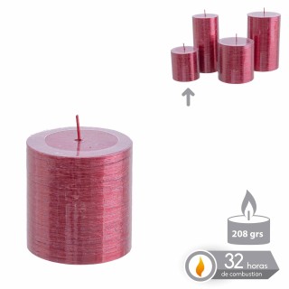 Vela Cilíndrica Rojo Metálico Navidad 6,8x7 cm | Decoración Navideña
