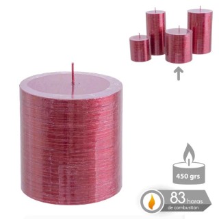 Vela Cilíndrica Rojo Metálico Navidad 8,7x9 cm | Decoración Navideña