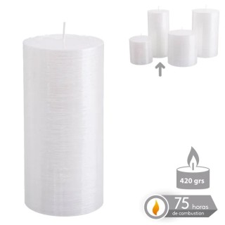 Vela Cilíndrica Blanco Nacarado Navidad 6,8x14 cm | Decoración Navideña