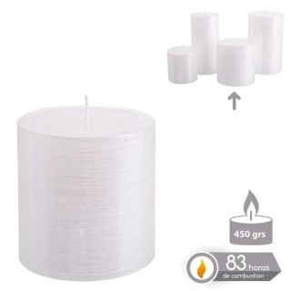 Vela Cilíndrica Blanco Nacarado Navidad 8,7x9 cm | Decoración Navideña