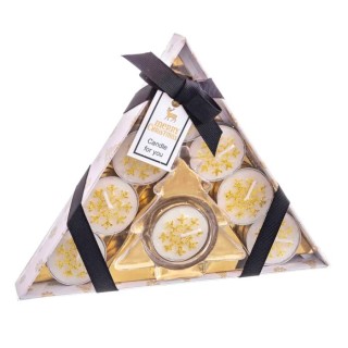 Set 8 Velas Tealight Oro Navidad | Decoración Navideña