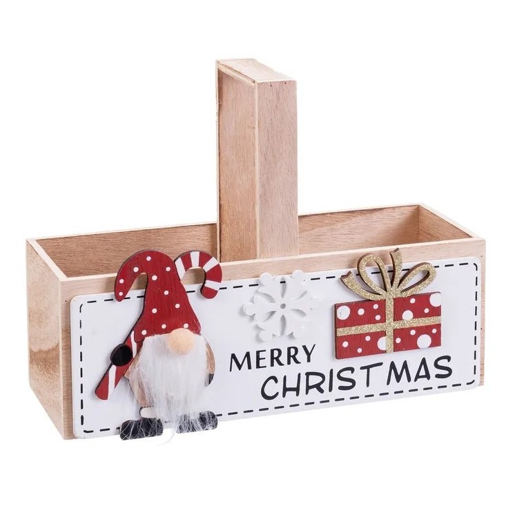 Caja Madera Papá Noel 22x17x7 cm | Decoración Navideña
