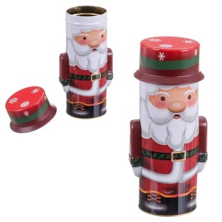 Caja Metal Papá Noel 8,5x8,5x24,3 cm | Decoración Navideña