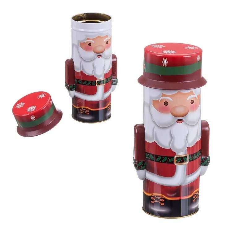 Caja Metal Papá Noel 8,5x8,5x24,3 cm | Decoración Navideña