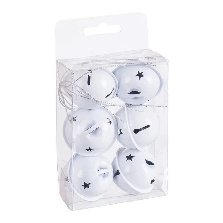 Set 6 Cascabeles Metal Blanco 4x4x4 cm | Decoración Navideña Set 6 Cascabeles Metal Blanco 4x4x4 cm | Decoración Navideña